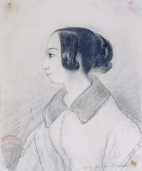 George Sand (1804-76) de perfil, 1833